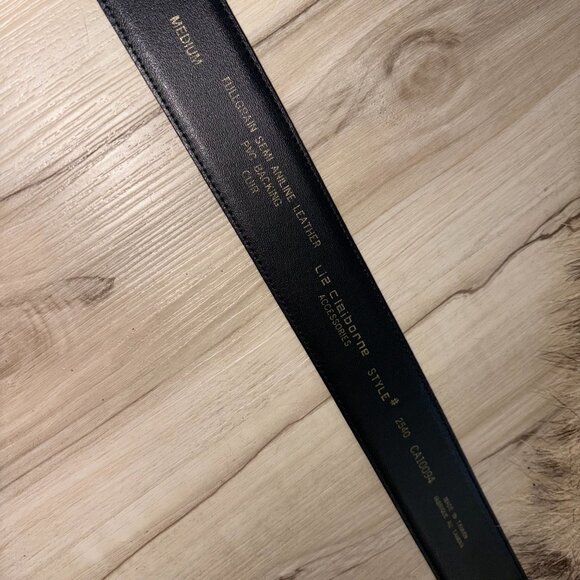 Vintage '88 Liz Claiborne Black Genuine Leather Belt 27"- 31" - Picture 6 of 6